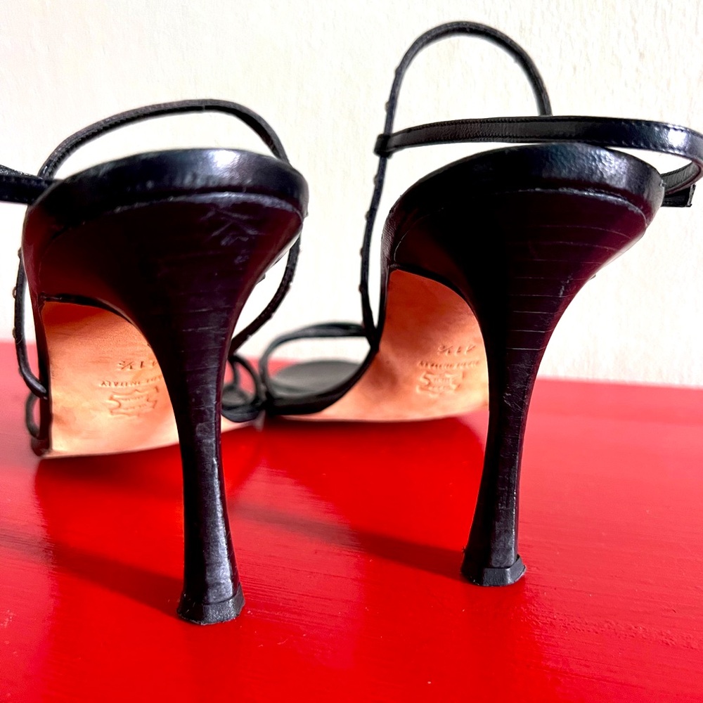 Manolo Blahnik strappy stillettos, black leather, sz 41.5 - Picture 10 of 11